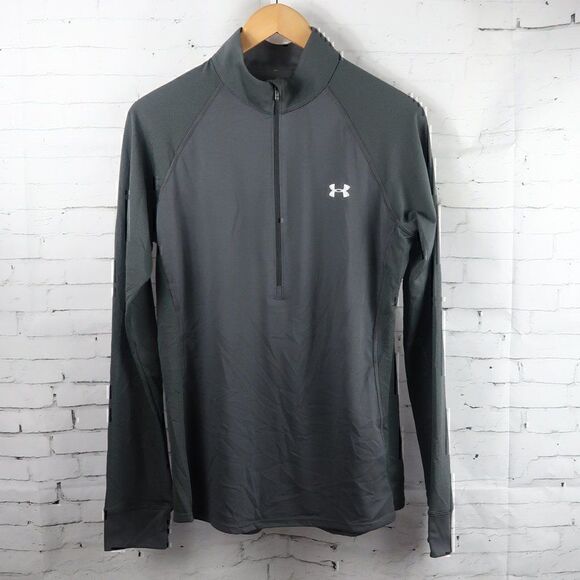 UNDER ARMOUR DARK OLIVE GREEN LONG SLEEVE HALF ZIP PULLOVER ATHLETIC TOP SIZE L - Picture 1 of 5